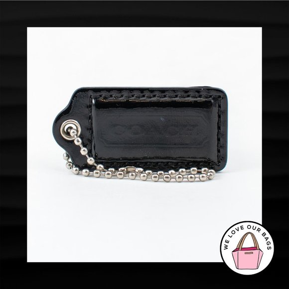 2" Medium COACH BLACK PATENT LEATHER KEY FOB BAG CHARM KEYCHAIN HANGTAG TAG - Picture 1 of 1